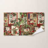 Festif Vintage Noël Ephémère Collage-Rouge (Serviette à main)
