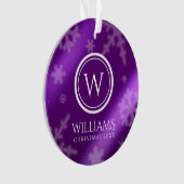 Festif Violet Foil Snowflakes Nom du monogramme (devant)