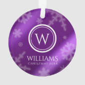 Festif Violet Foil Snowflakes Nom du monogramme (dos)