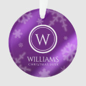Festif Violet Foil Snowflakes Nom du monogramme (devant)
