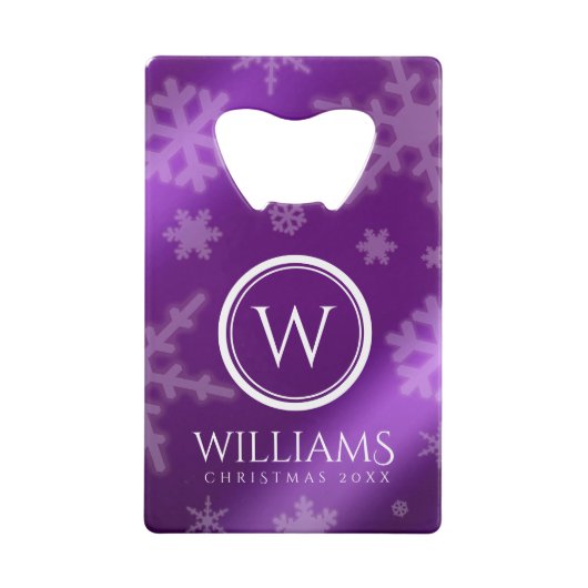 Festif Violet Foil Snowflakes Nom du monogramme (Dos)