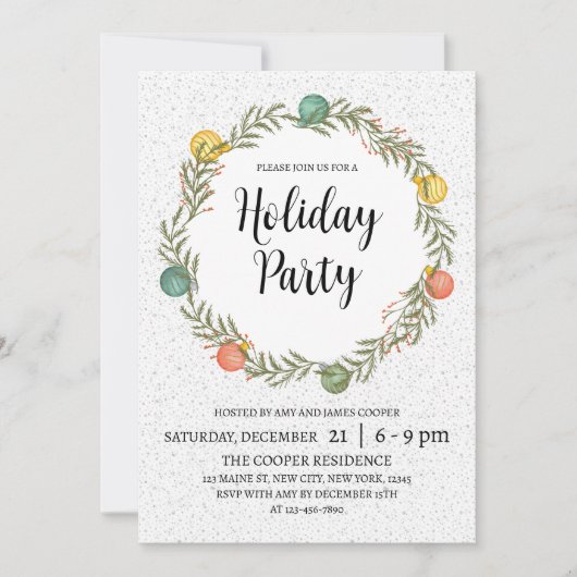 Festif Wreath Noël Fête Invitation (Devant)