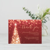 Festif Xmas Arbre or Mariage rouge Carte de remerc (Debout devant)