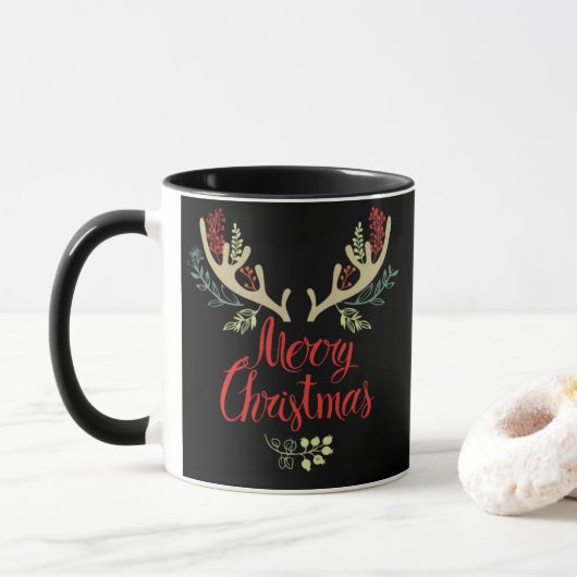 Festin Antler Joyeux Noël Mug (Avec donut)