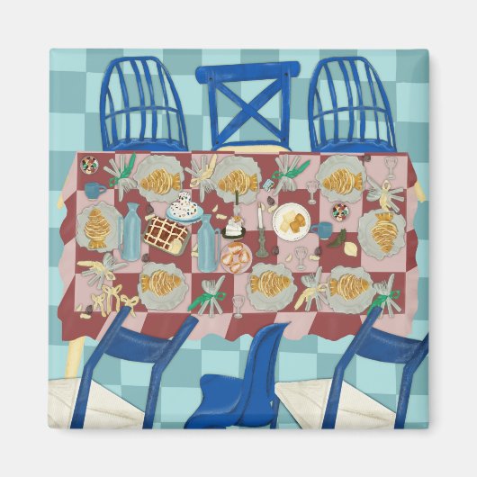 Festín en tonos de azul y rojo magneet (Voorkant)