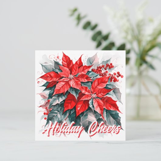 Festin Poinsettia - Carte Appartement de voeux (Debout devant)