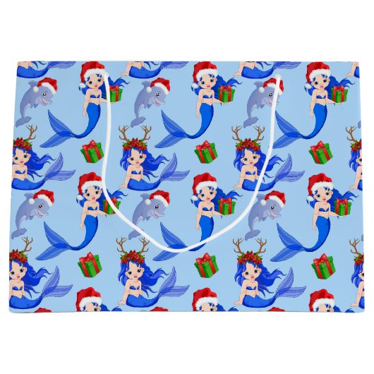 Festisch kerstzeemierdolfijnpatroon groot cadeauzakje (Voorkant)