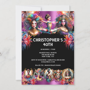 Festival carnaval show feest vuurwerk paarse plezi kaart