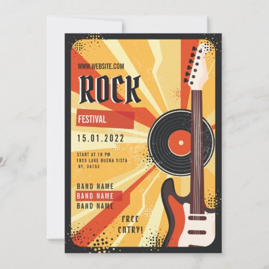 Festival de musique rock flyer Faire-part (Devant)
