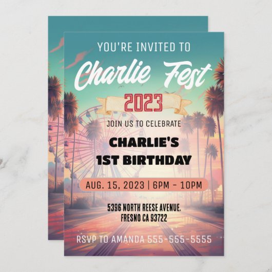 Festival d'été Anniversaire Fête Invitation (Devant / Derrière)