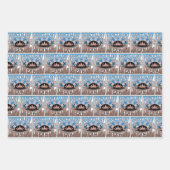 Festival Dreaming Retro Blue-Brown gemengd Inpakpapier Vel (Voorkant)