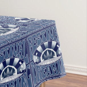 Festival Dreaming -Retro Navy-White navy Tafelkleed