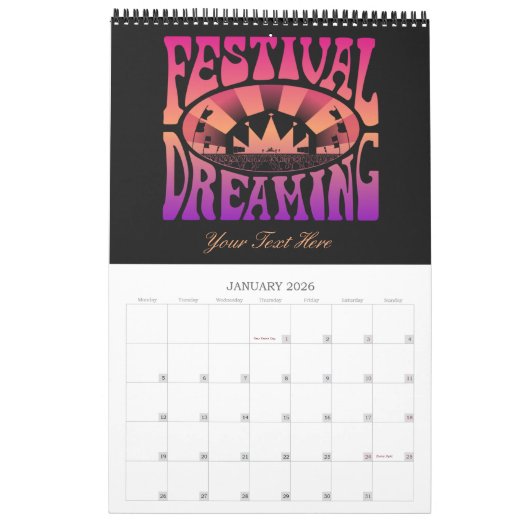 Festival Dreaming Retro Raspberry-Abriotto-Plum Kalender (Jan 2026)