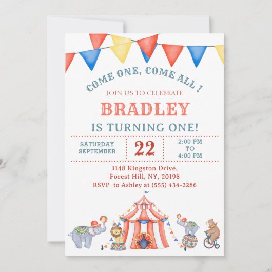 Festival du Carnaval de cirque Invitation de fête  (Devant)