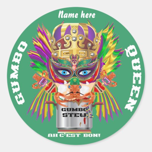 Festival Gumbo Queen Uitzicht Hints alstublieft Ronde Sticker (Voorkant)