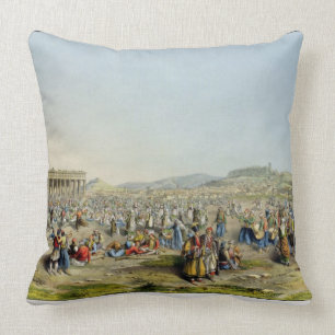 Festival in Athene, café. door J. Rodwell, 1830 ( Kussen