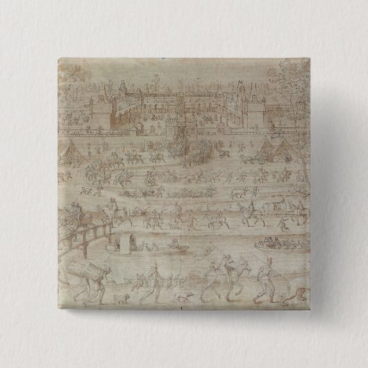 Festival in het Chateau d'Anet Vierkante Button 5,1 Cm (Voorkant)