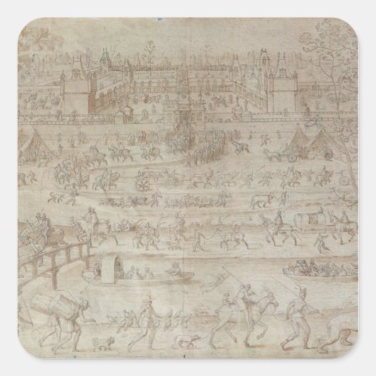 Festival in het Chateau d'Anet Vierkante Sticker (Voorkant)
