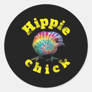 Festival Vibe Hippy Chick Tie Dye Chick Ronde Sticker