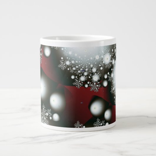 Festive 2 Winter Snowflakes Fine Fractal Art Extra Grote Beker (Voorkant)