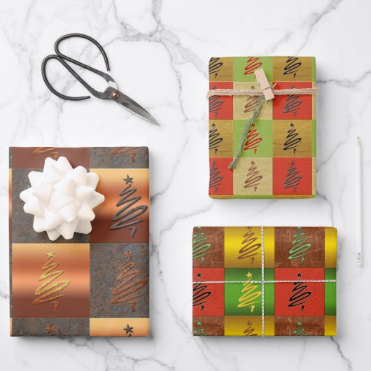 Festive Abstract Art Pattern Kerstmis Wrapping Pa Inpakpapier Vel (Voorkant)