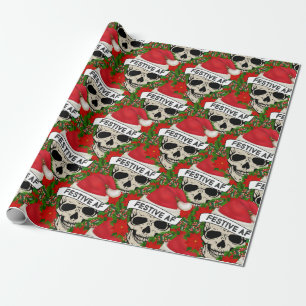 Festive AF Cool Skeleton in Santa Hat Cadeaupapier
