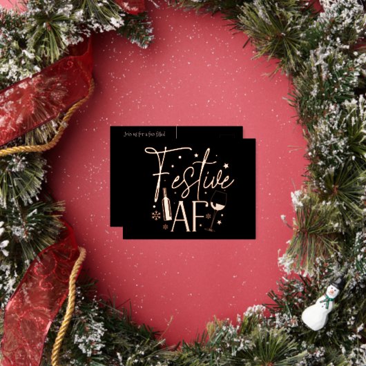 Festive AF Fête de Noël Invitation Black Gold (Insitu)