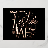 Festive AF Fête de Noël Invitation Black Gold (Recto)