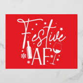 Festive AF Fête de Noël Invitation Red White Go (Recto)