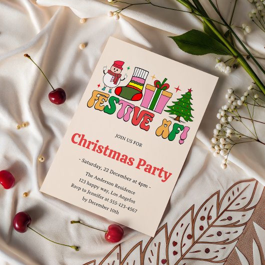 Festive AF Funny Christmas Party | Modern Holiday Kaart