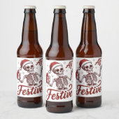 Festive Af Skeleton Snarky Christmas Sarcastic  Bier Etiket (Flessen)
