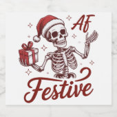 Festive Af Skeleton Snarky Christmas Sarcastic  Bier Etiket (Enkel label)
