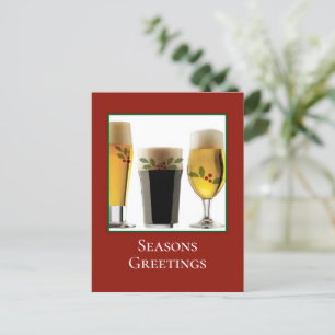 Festive Ale Glasses Holiday Briefkaart