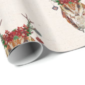 FESTIVE AMBER OWL Wrapping Paper Cadeaupapier (Rol Hoek)