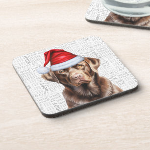 Festive and Cute Chocolate Lab Wof Kerstmis Bier Onderzetter