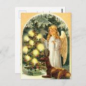  Festive Angel met Deer Holiday Briefkaart (Voorkant / Achterkant)