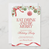 Festive Aquarelle Coquette Noël Invitation (Devant)