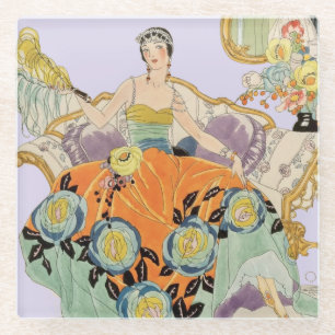 Festive Art Deco Lady Glazen Onderzetter