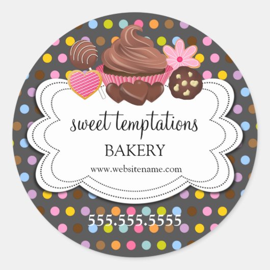 Festive Assorted Desserts Bakery Packaging Ronde Sticker (Voorkant)
