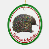 Festive Australia Echidna draagt kerstverlichting Keramisch Ornament (Links)