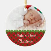 Festive Baby's First kerstfoto Ornament (Voorkant)