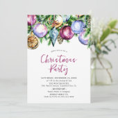 Festive Bauble Waterverf kerstparty Kaart (Staand voorkant)