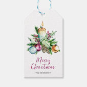 Festive Bauble Waterverf Merry kerst Cadeaulabel (Voorkant)