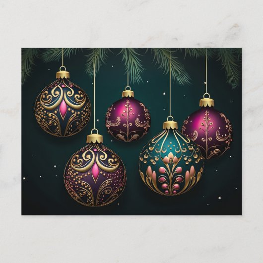 Festive Baubles Carte de voeux de Noël (Devant)