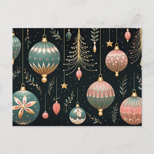 Festive Baubles Carte de voeux de Noël (Devant)
