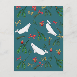 Festive Beluga Whale Illustration Kerstmis Briefkaart