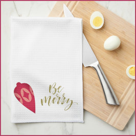 Festive Berry Color Ornament be Merry Theedoek