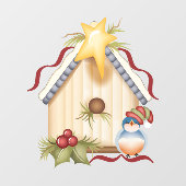 Festive Birdhouse Raamsticker (Vel)