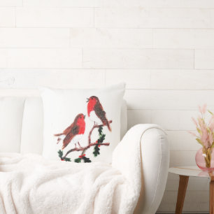 Festive Birds Holly Robins Kussen