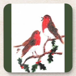 Festive Birds, Robin Holly Bier Onderzetter
